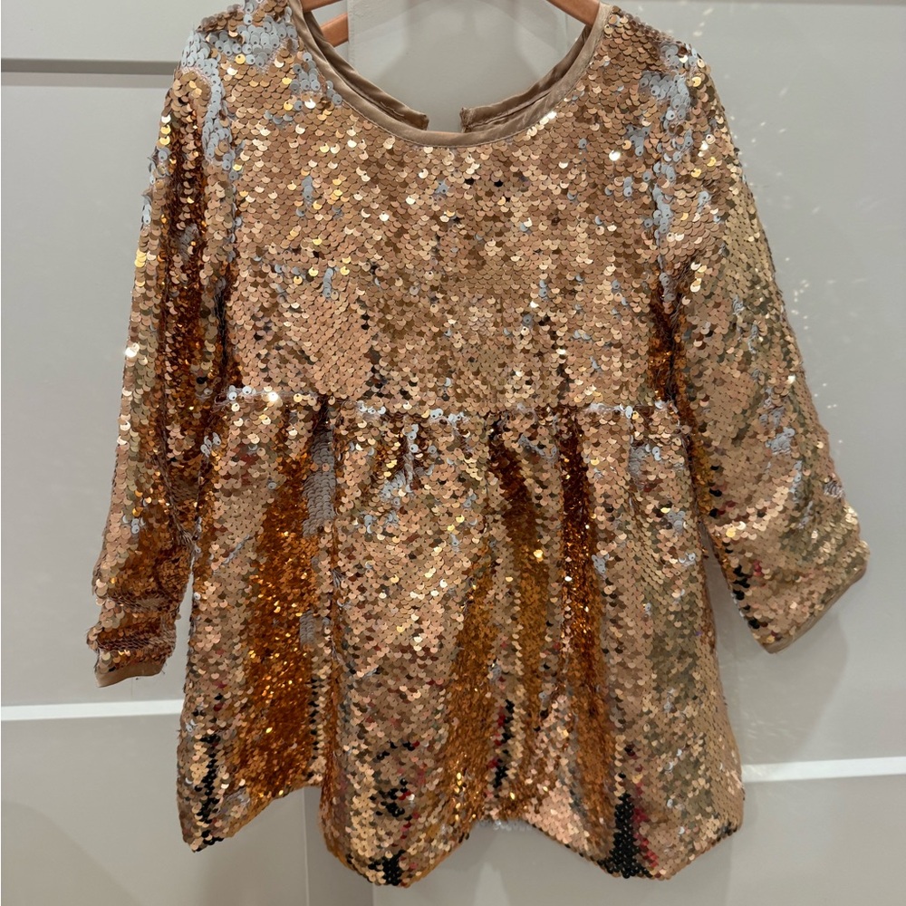 Lola + The Boys Girls Gold Sequin Party Dress